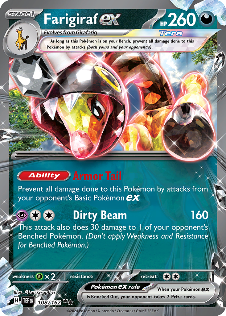 Farigiraf ex - 108/162 Temporal Forces Double Rare Holo Pokemon - NM