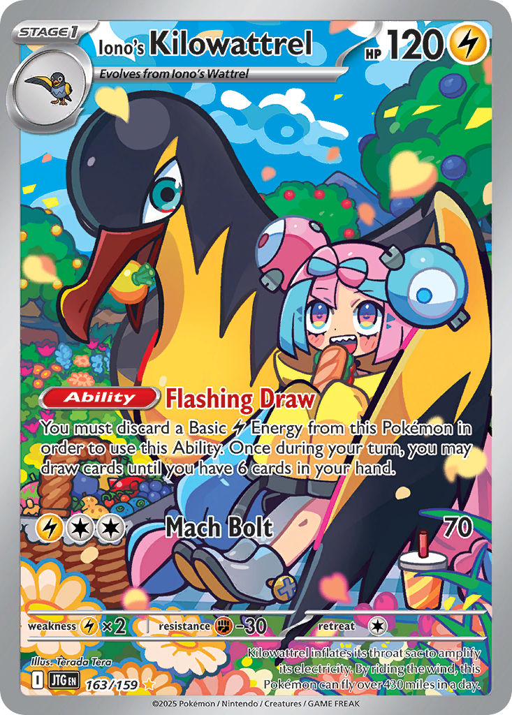 Iono's Kilowattrel - 163/159 Journey Together Illustration Rare Holo Pokemon - NM