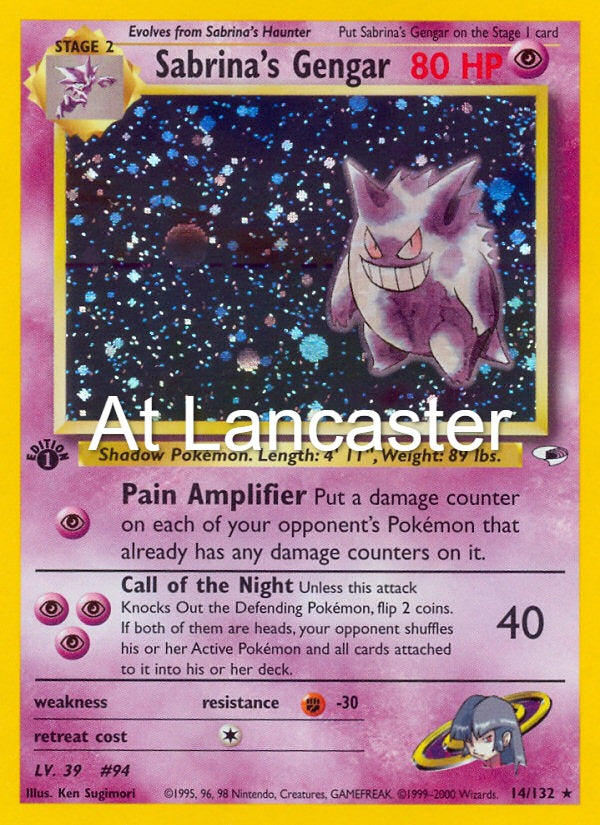 Sabrina's Gengar - 14/132 Gym Heroes Unlimited Holo Rare Pokemon - LP/MP (Lanc)