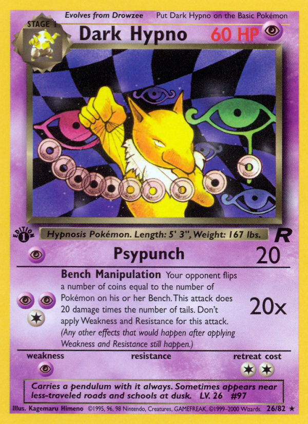 Dark Hypno - 26/82 Team Rocket Rare Unlimited Pokemon - NM