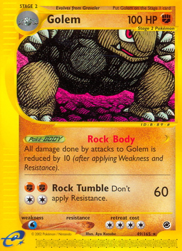 Golem - 49/165 Expedition Base Set Rare Pokemon - NM