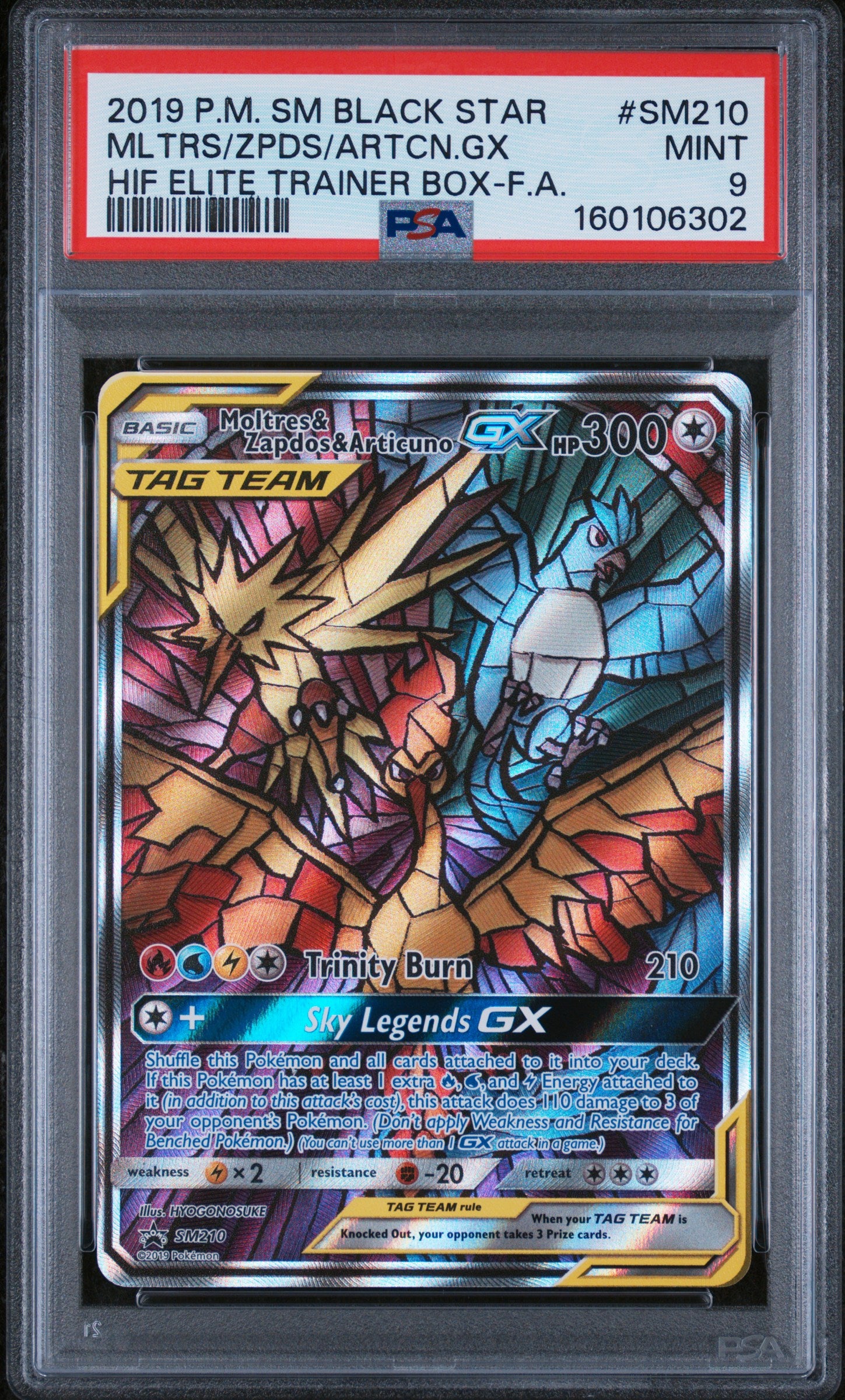 Moltres & Zapdos & Articuno GX - SM210 PSA 9 Sun & Moon Promo Pokemon - MINT