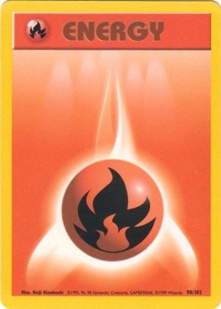 Fire Energy - 98/102 Base Set Unlimited Common Pokemon - NM