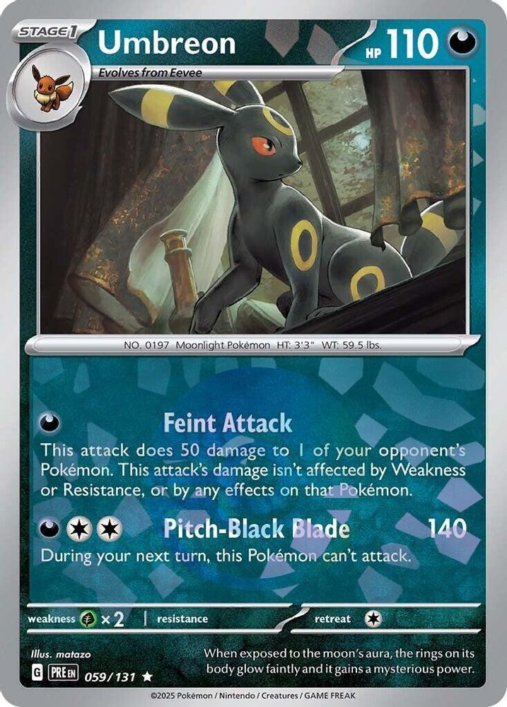 Umbreon (Poke Ball Pattern) - 059/131 Prismatic Evolutions Rare Holo Pokemon - NM