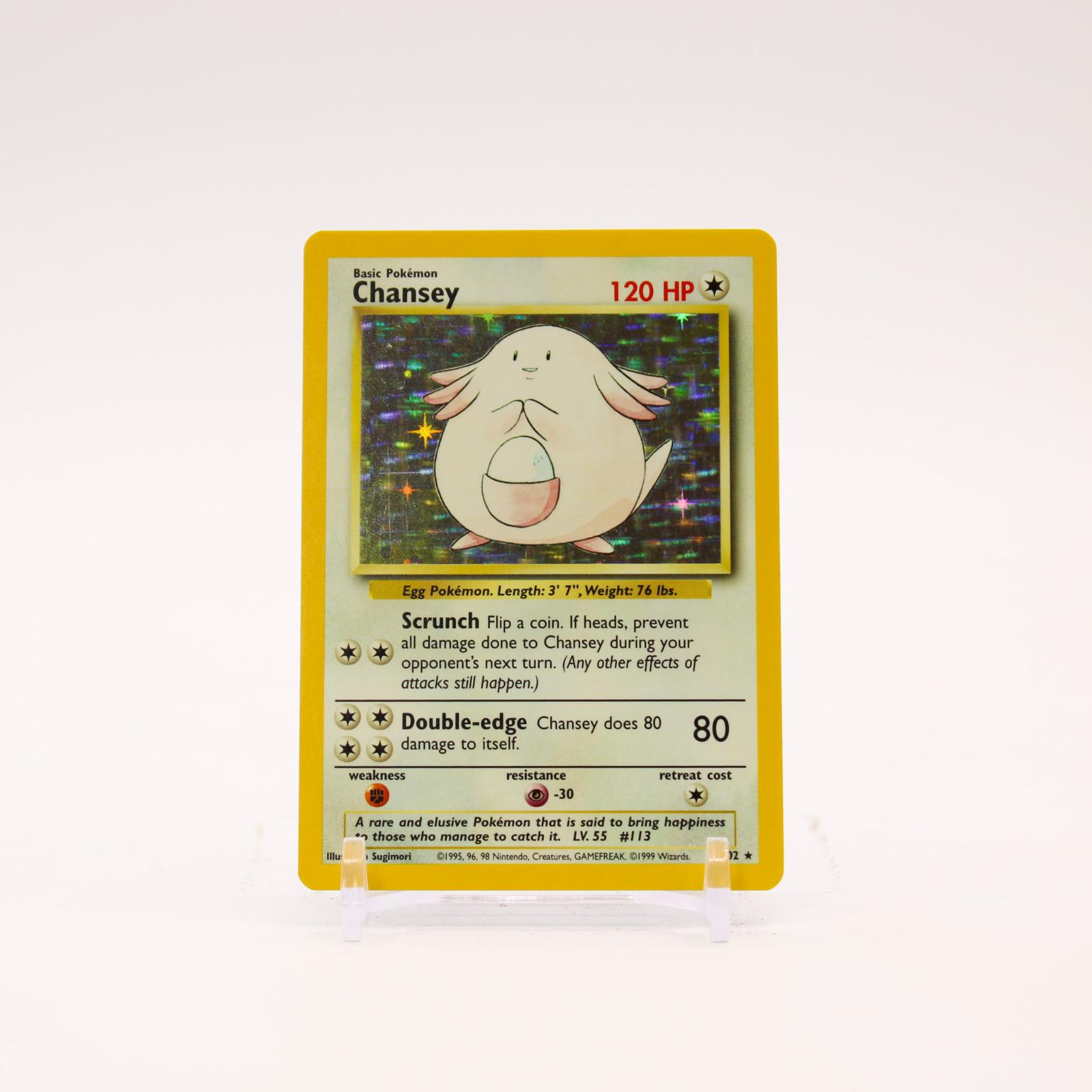 Chansey - 3/102 Base Set Unlimited Holo Rare Pokemon - LP/MP