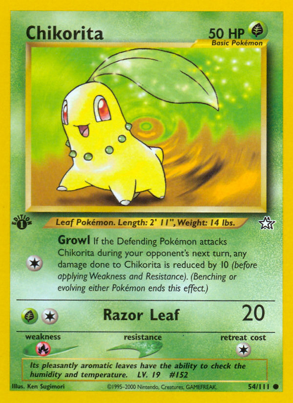 Chikorita - 54/111 Neo Genesis Common Unlimited Pokemon - NM