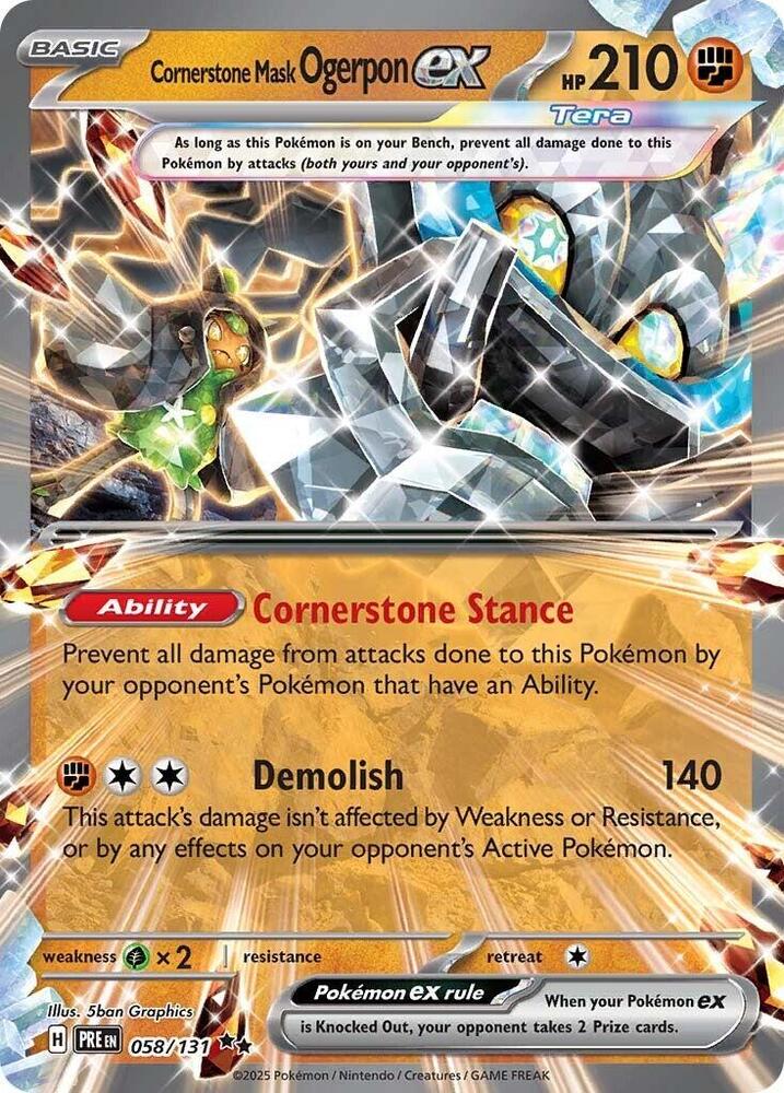 Cornerstone Mask Ogerpon ex - 058/131 Prismatic Evolutions Double Rare Pokemon - NM/MINT