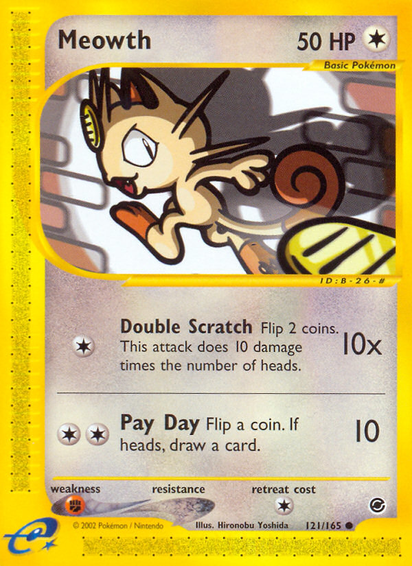 Meowth - 121/165 Expedition Base Set Common Pokemon - NM