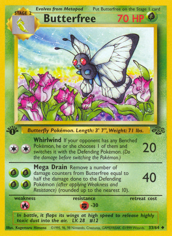 Butterfree - 33/64 Jungle Uncommon Unlimited Pokemon - NM