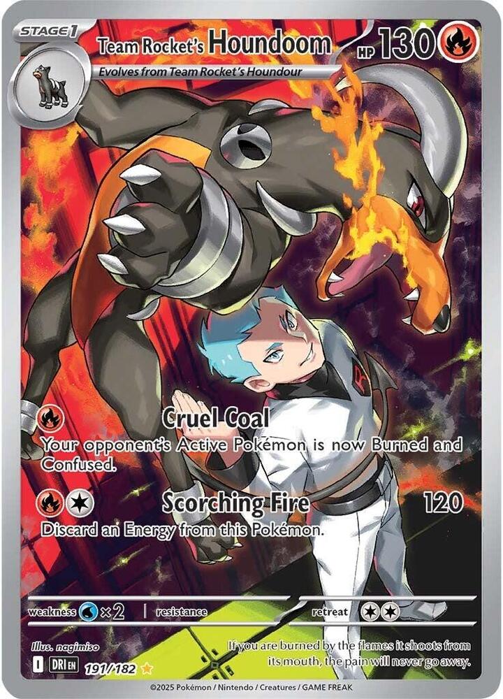 Team Rocket's Houndoom - 191/182 Destined Rivals Illustration Rare Pokemon - NM/MINT