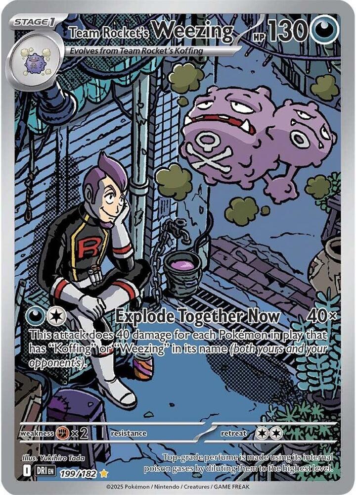 Team Rocket's Weezing - 199/182 Destined Rivals Illustration Rare Pokemon - NM/MINT