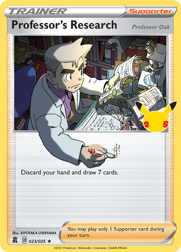 Professor's Research (Professor Oak) - 023/025 Celebrations Holo Rare Pokemon - NM