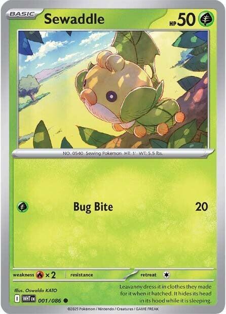 Sewaddle - 001/086  SV11W White Flare Poke Ball Holo pokemon - MINT