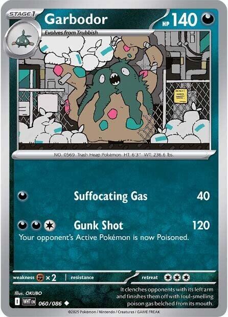 Garbodor - 060/086  SV11W White Flare Poke Ball Holo pokemon - MINT