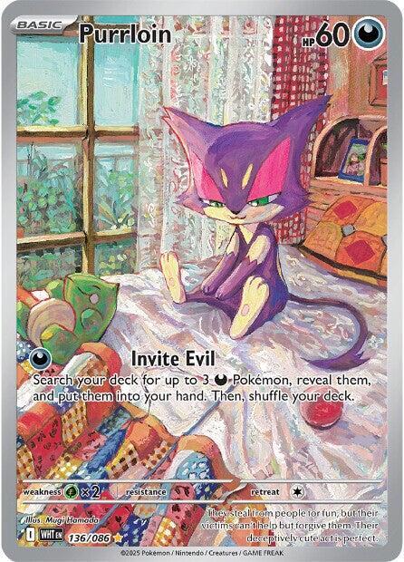 Purrloin - 136/086 White Flare Illustration Rare Pokemon - NM/MINT