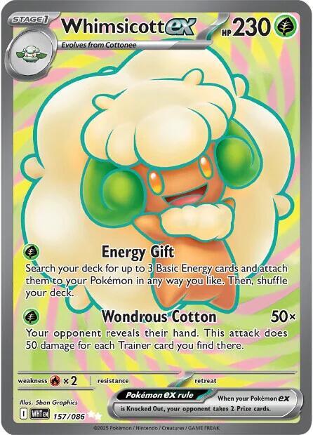 Whimsicott ex - 157/086 White Flare Full Art Pokemon - NM/MINT