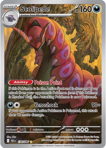 Scolipede - 134/086 Black Bolt Illustration Rare Pokemon - NM/MINT