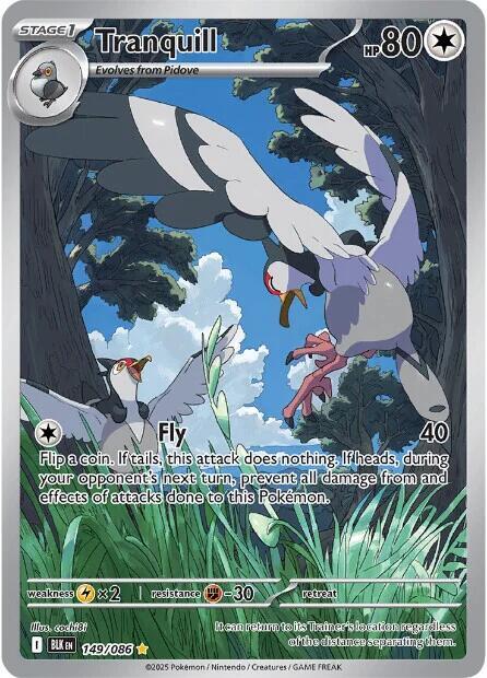 Tranquill - 149/086 Black Bolt Illustration Rare Pokemon - NM/Mint