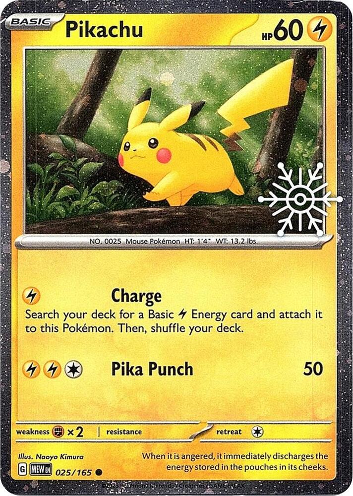 Pikachu - 025/165 Holiday Calendar Cosmos Holo Promo Pokemon - NM/MINT