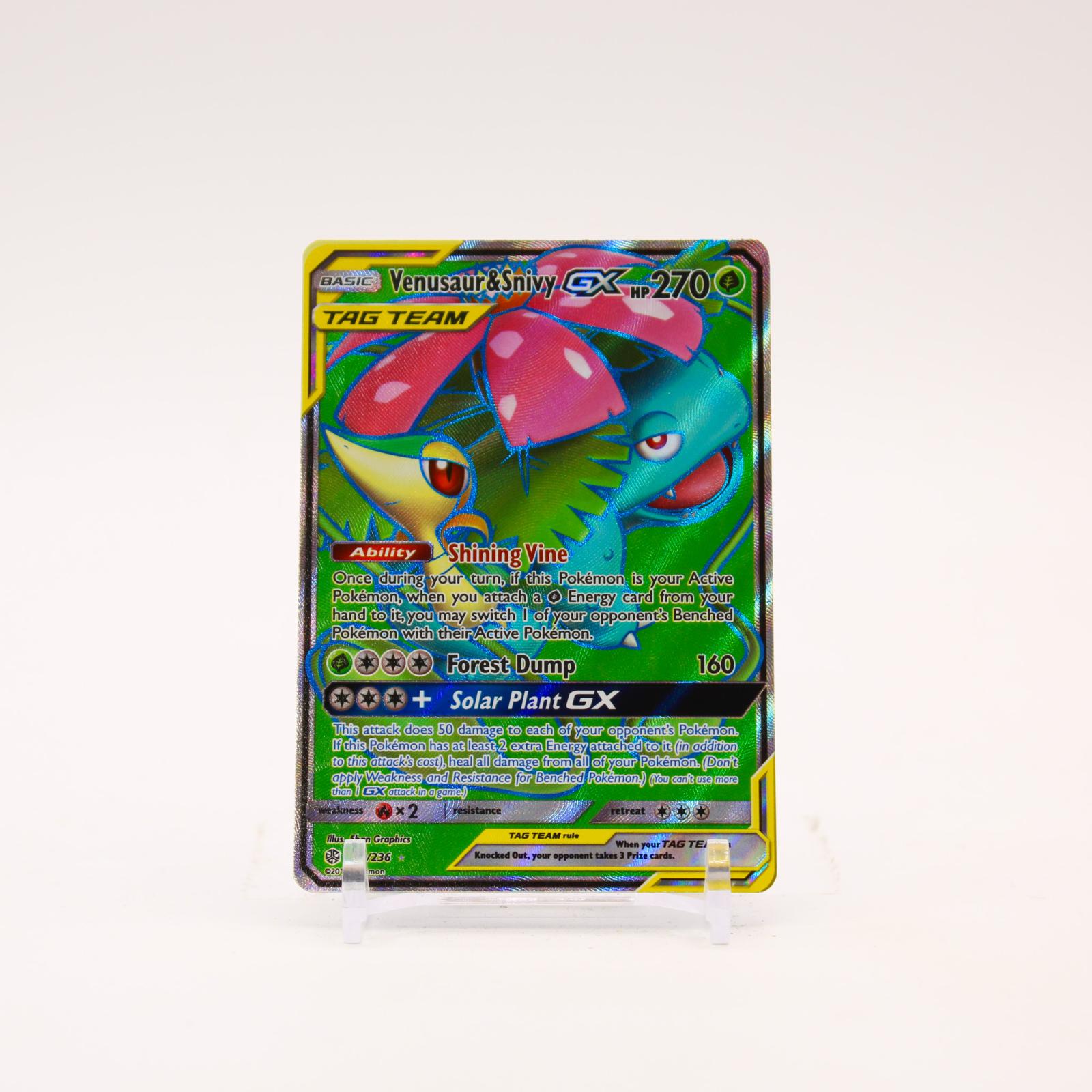 Venusaur & Snivy GX - 210/236 Cosmic Eclipse Holo Full Art Pokemon - NM