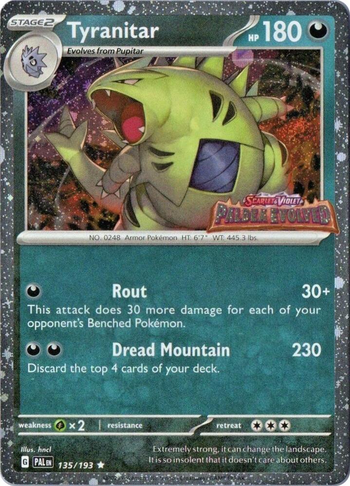 Tyranitar - 135/193 Paldea Evolved Stamp PROMO Cosmos Holo Pokemon - NM/MINT