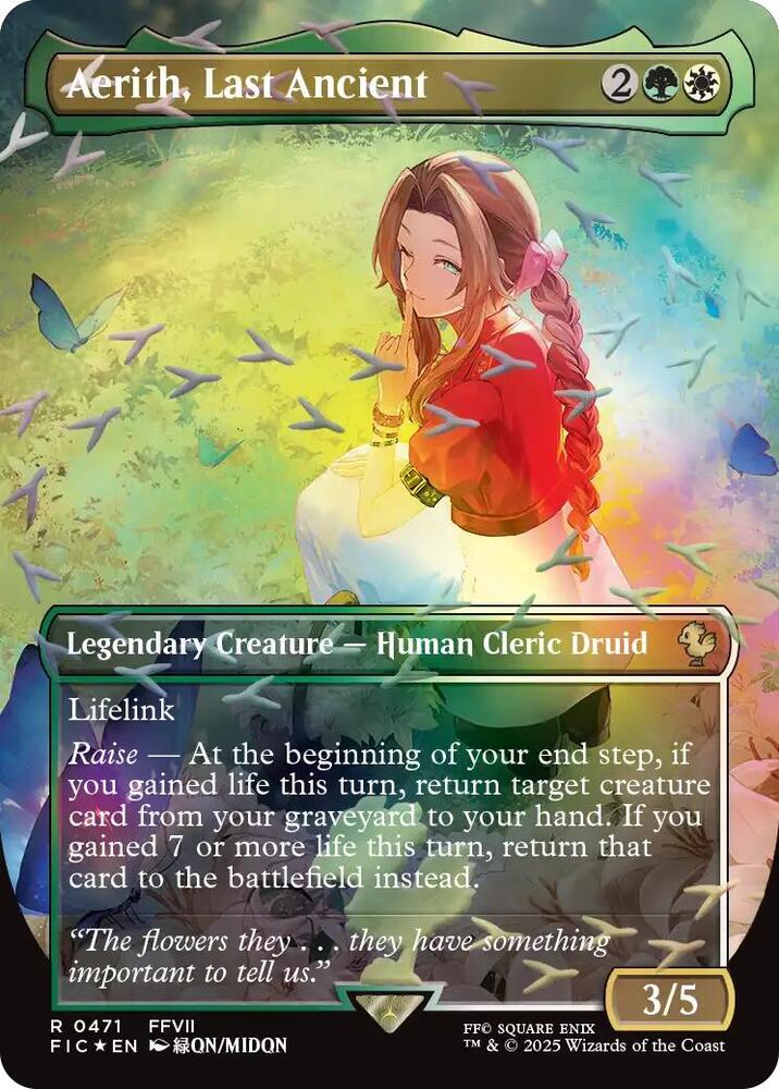 Aerith, Last Ancient Borderless Chocobo Track Foil - 471 Commander Final Fantasy Magic - 	NM