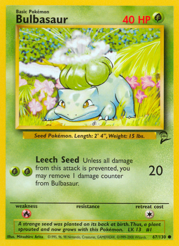 Bulbasaur - 67/130 Base Set 2 Common Pokemon - NM