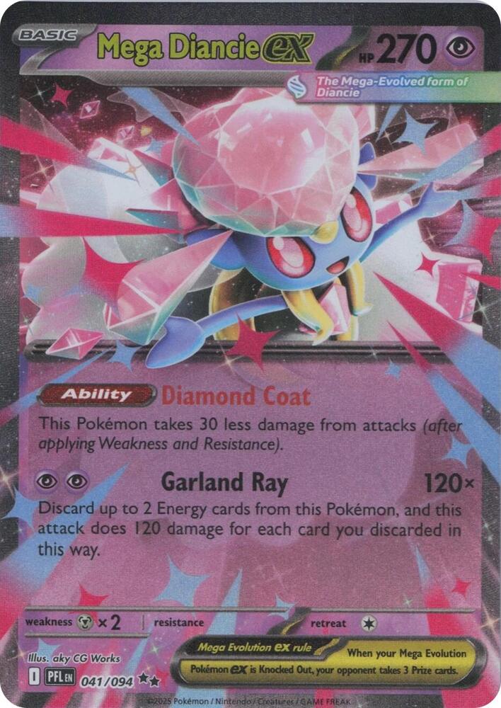 Mega Diancie ex - 041/094 Phantasmal Flames Ultra Rare Pokemon - NM/MINT