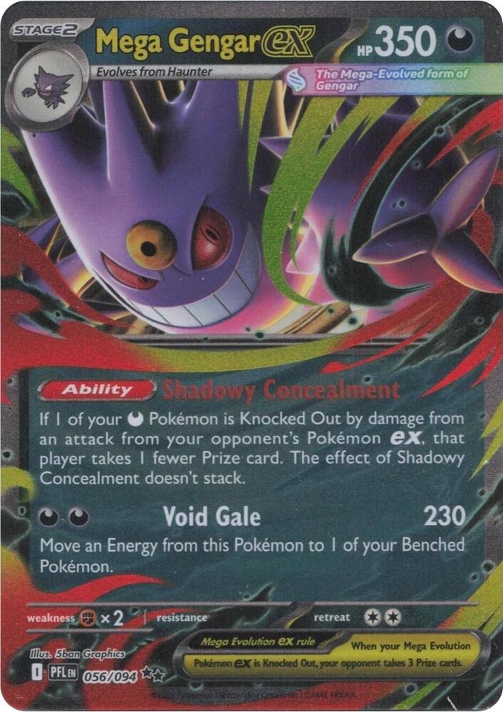 Mega Gengar ex - 056/094 Phantasmal Flames Double Rare Pokemon - NM/MINT
