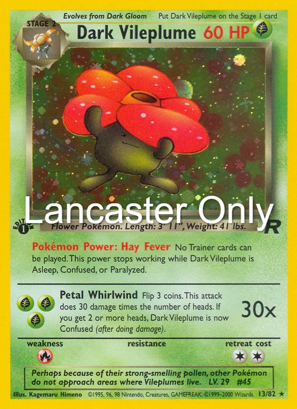 Dark Vileplume - 13/82 Team Rocket Unlimited Holo Rare Pokemon - NM/LP (Lanc)