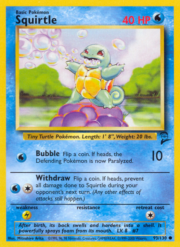 Squirtle - 93/130 Base Set 2 Common Pokemon - NM