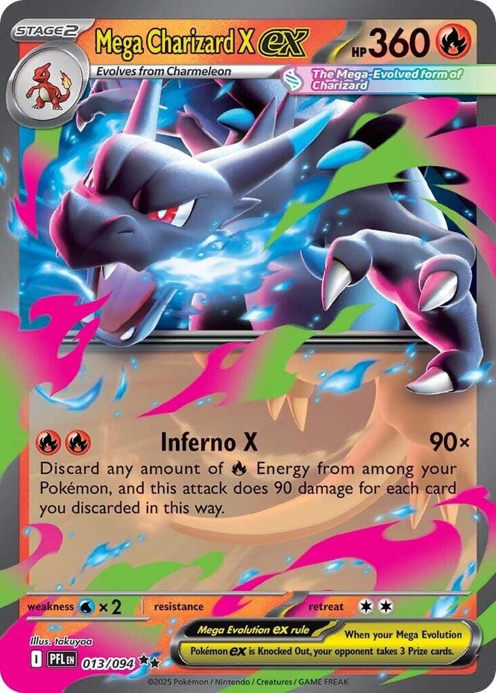 Mega Charizard X ex - 013/094 Phantasmal Flames Double Rare Pokemon - NM/MINT