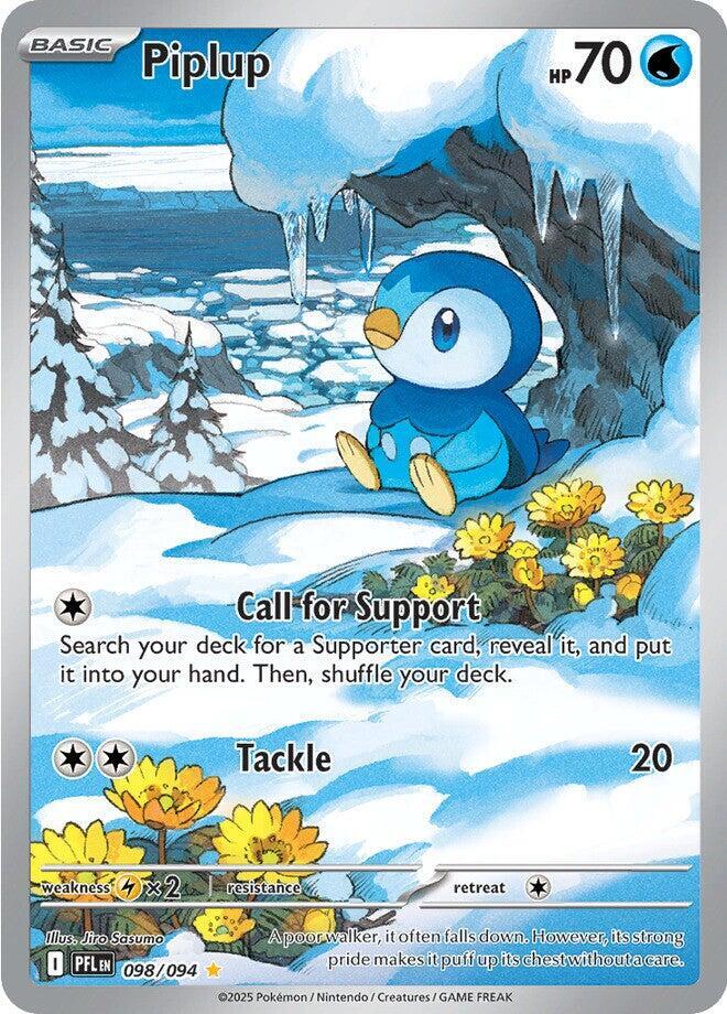 Piplup - 098/094 Phantasmal Flames Illustration Rare Pokemon - NM/MINT