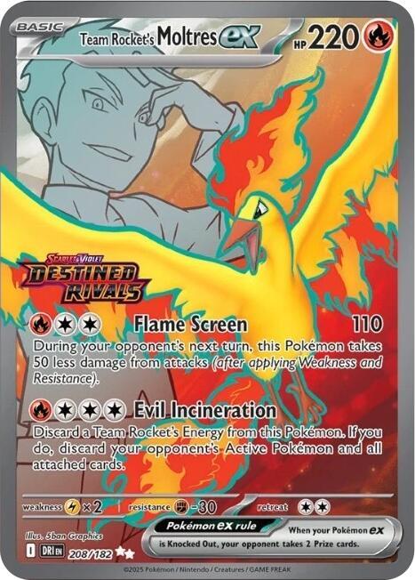 Team Rocket's Moltres ex - 208/182 UPC Stamped PROMO Pokemon - NM/MINT