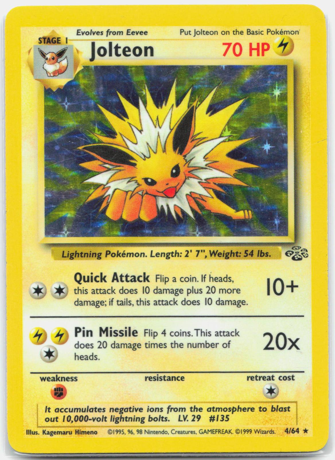 Jolteon - 4/64 Jungle Unlimited Holo Rare Pokemon - MP