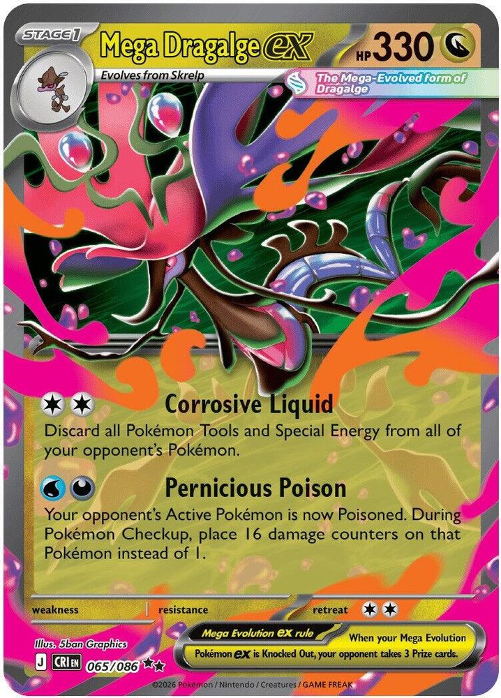 Mega Dragalge ex - 065/086 Chaos Rising Holo Double Rare Pokemon - NM