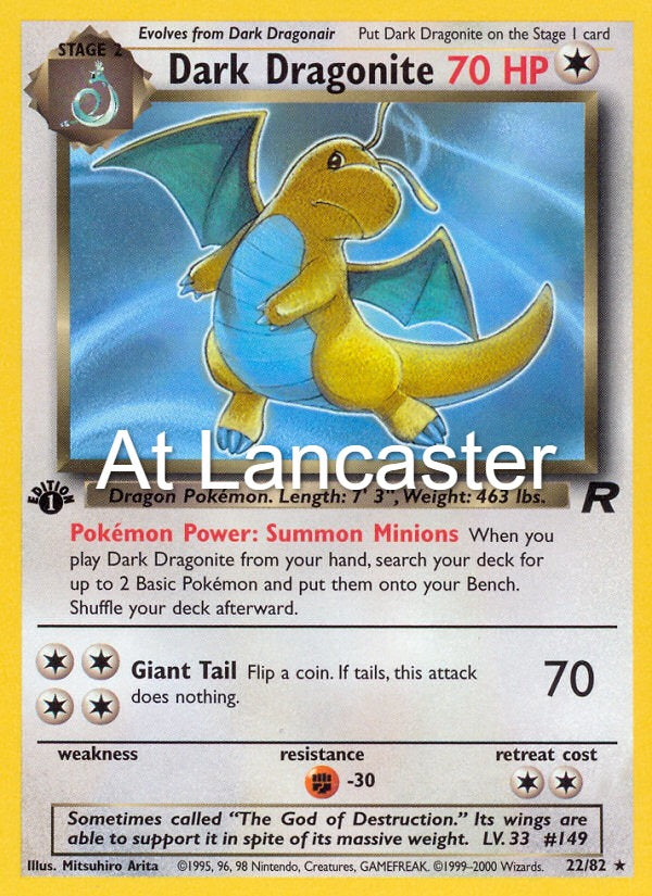 Dark Dragonite - 22/82 Team Rocket Unlimited Rare Pokemon - NM/LP (Lanc)