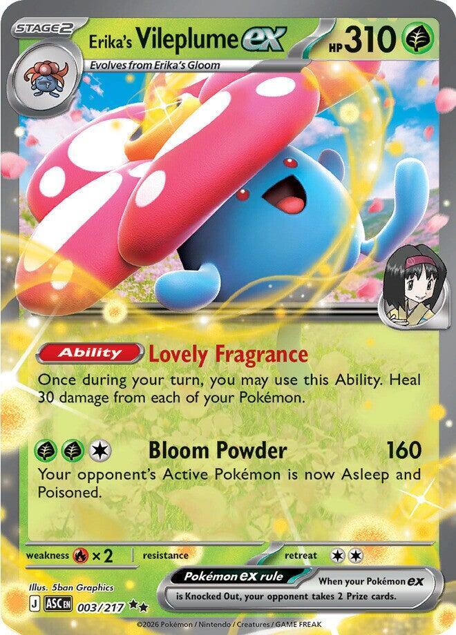 Erika's Vileplume ex - 003/217 Ascended Heroes Double Rare Pokemon - NM/MINT