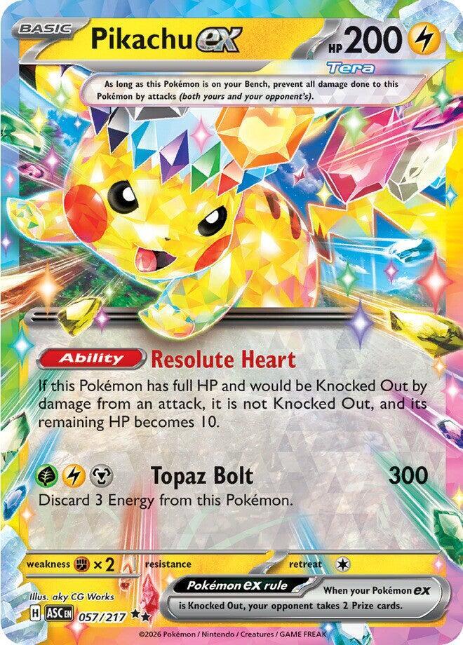 Pikachu ex - 057/217 Ascended Heroes Double Rare Pokemon - NM/MINT