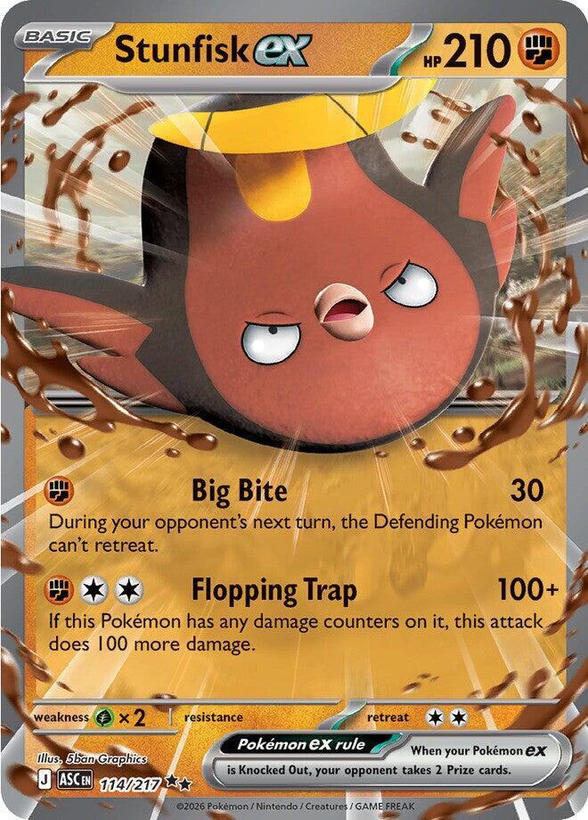 Stunfisk ex - 114/217 Ascended Heroes Double Rare Pokemon - NM/MINT