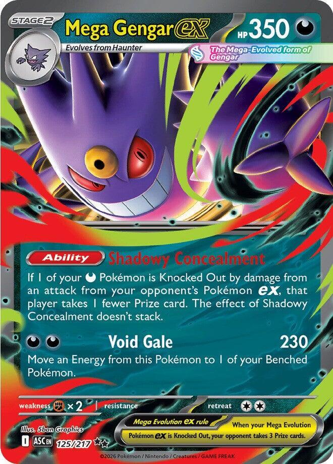 Mega Gengar ex - 125/217 Ascended Heroes Double Rare Pokemon - NM/MINT