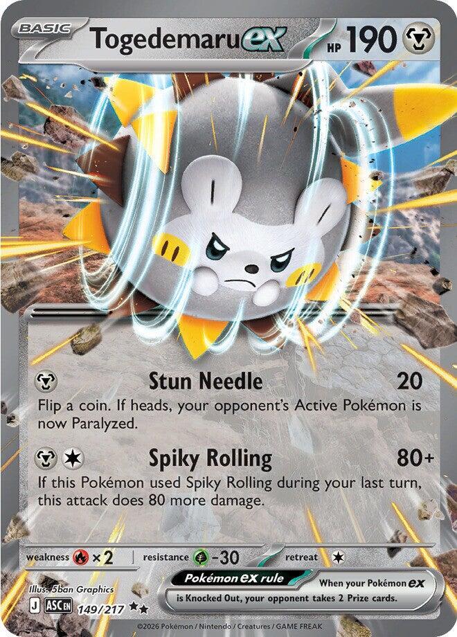 Togedemaru ex - 149/217 Ascended Heroes Double Rare Pokemon - NM/MINT