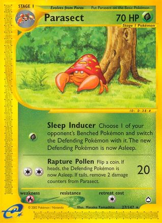 Parasect - 27/147 Aquapolis Rare Pokemon - NM