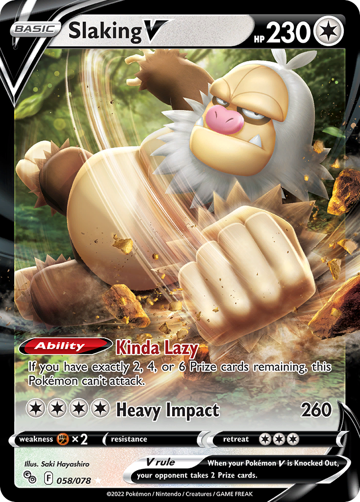 Slaking V - 058/078 Pokemon GO V Rare Holo Pokemon - NM