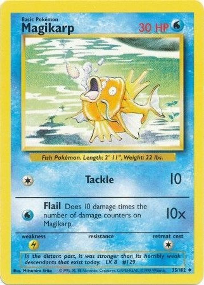 Magikarp - 35/102 Base Set Unlimited Uncommon Pokemon - NM