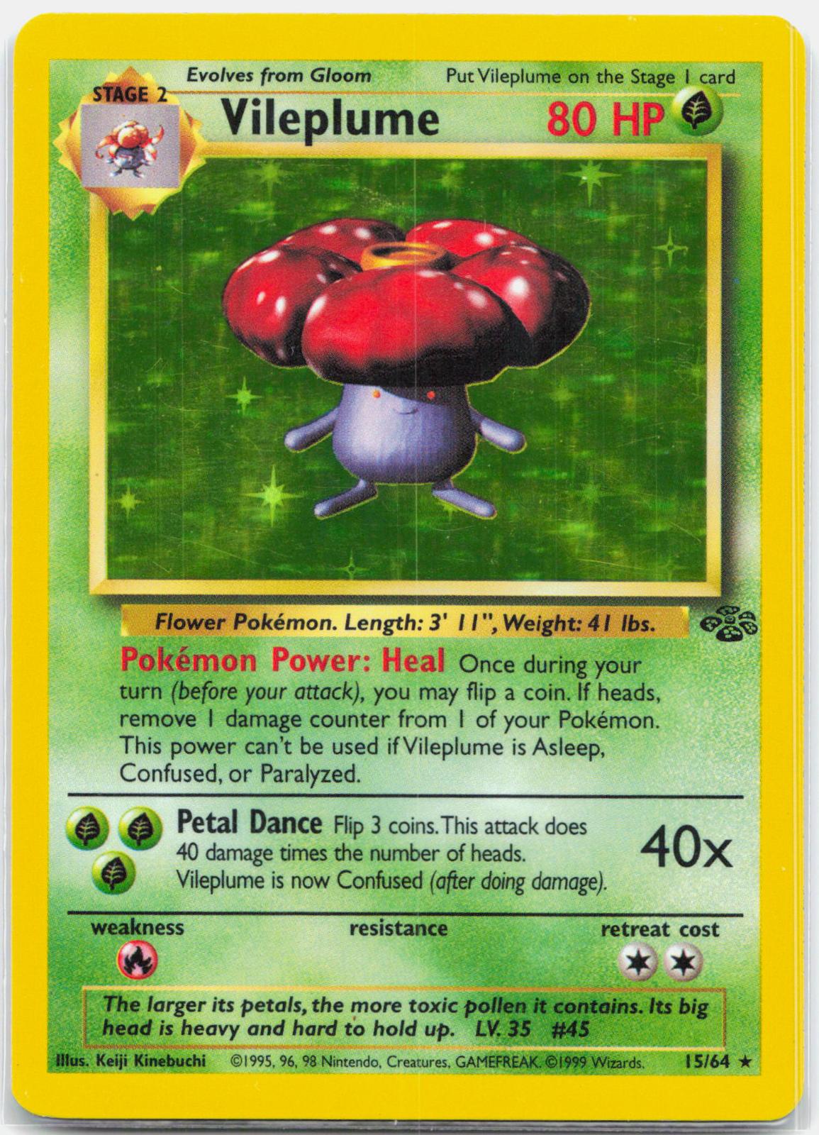 Vileplume - 15/64 Jungle Unlimited Holo Rare Pokemon - LP