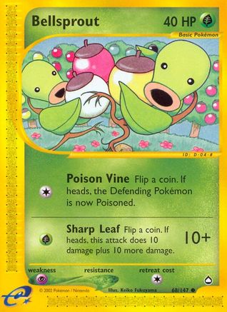 Bellsprout - 68/147 Aquapolis Common Pokemon - NM