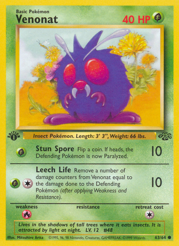 Venonat - 63/64 Jungle Common Unlimited Pokemon - NM