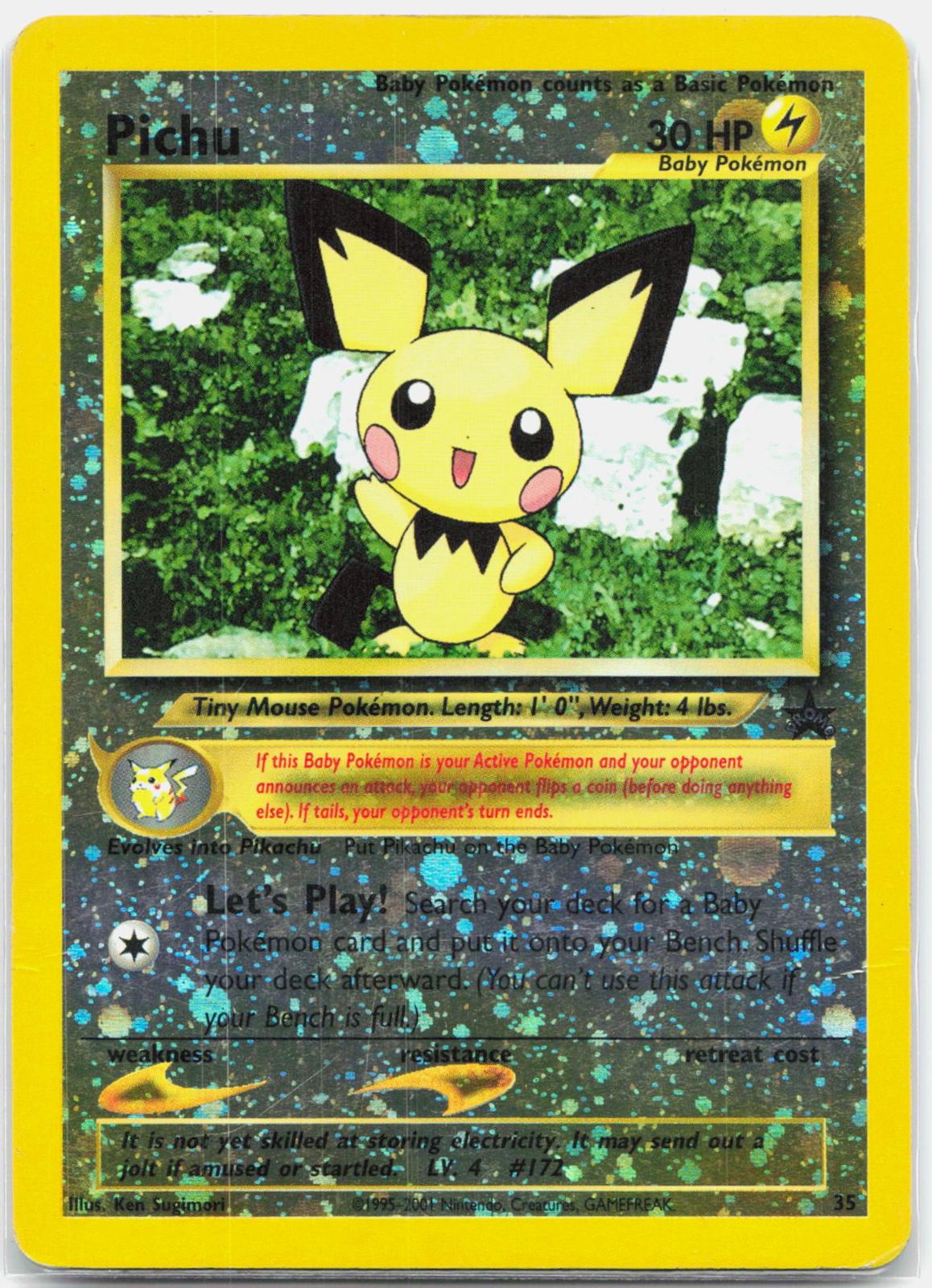 Pichu - 35 Wizards Black Star Reverse Holo Promo Pokemon - MP/HP