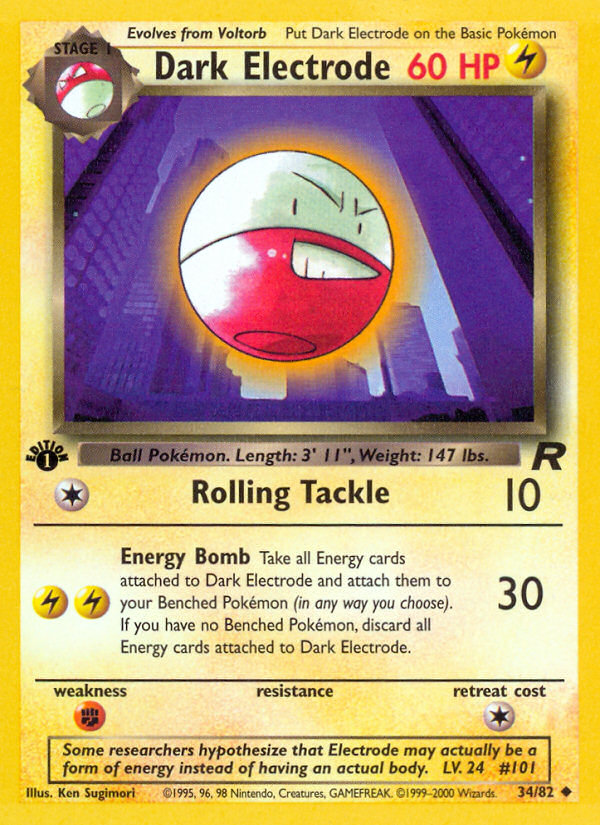 Dark Electrode - 34/82 Team Rocket Uncommon Unlimited Pokemon - NM